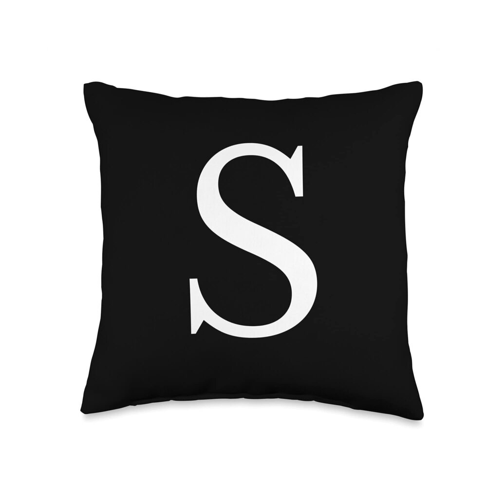 2555 Cute & Classy Black White Monogram Letter S Throw Pillow